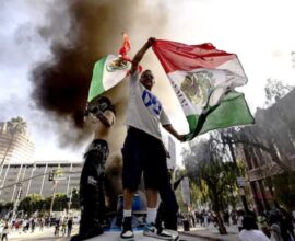 La protest with mexican flags