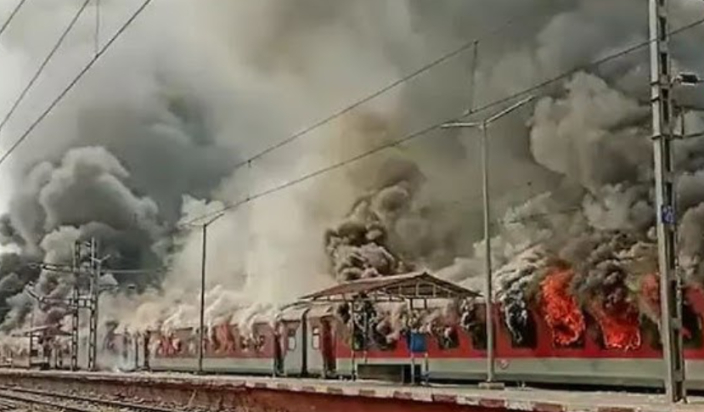 caa protest train fire